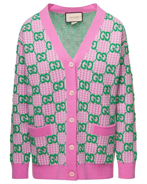 pink gucci cardigan|Gucci pink and green sweater.